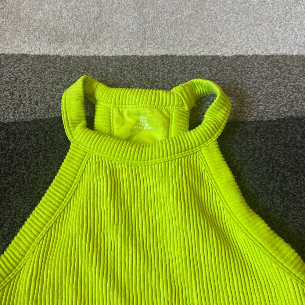 Aerie Superchill Real Good Crop Top Bralette M Green Sports Bra - Picture 3 of 9